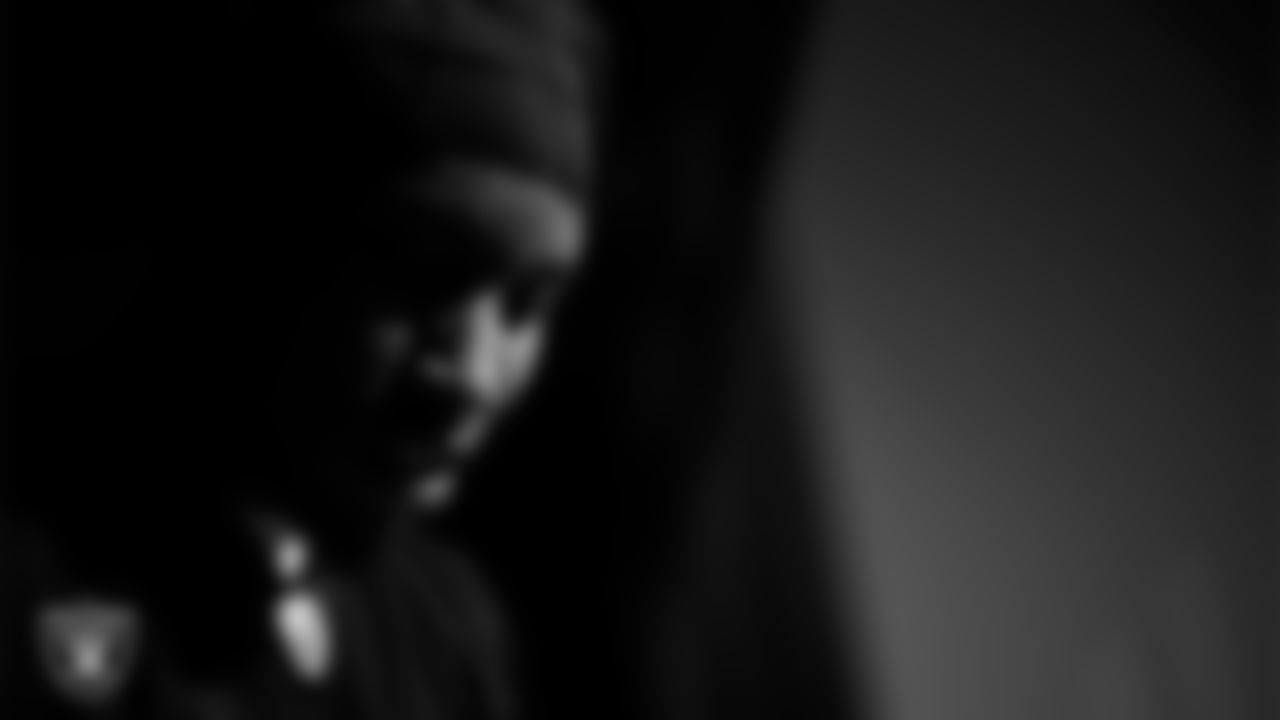 Las Vegas Raiders safety Lonnie Johnson Jr. (32) during practice at Intermountain Health Performance Center.