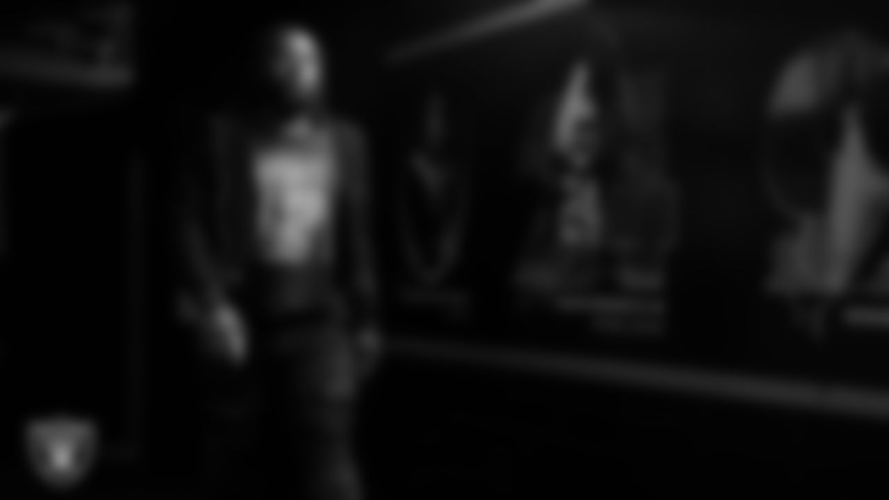 Las Vegas Raiders guard Dylan Parham (66) arrives to the regular season home game against the Cleveland Browns at Allegiant Stadium.