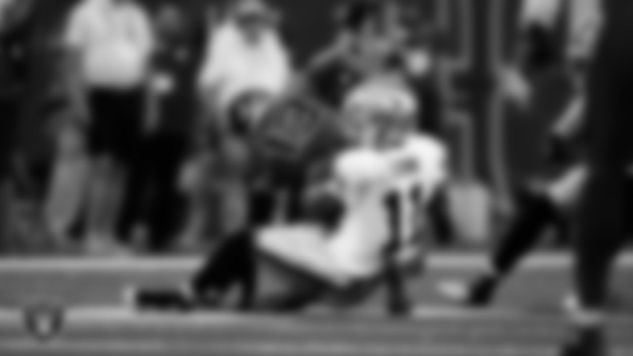 Las Vegas Raiders safety Jeremy Chinn (11) makes a tackle during the regular season away game against the Houston Texans at NRG Stadium.