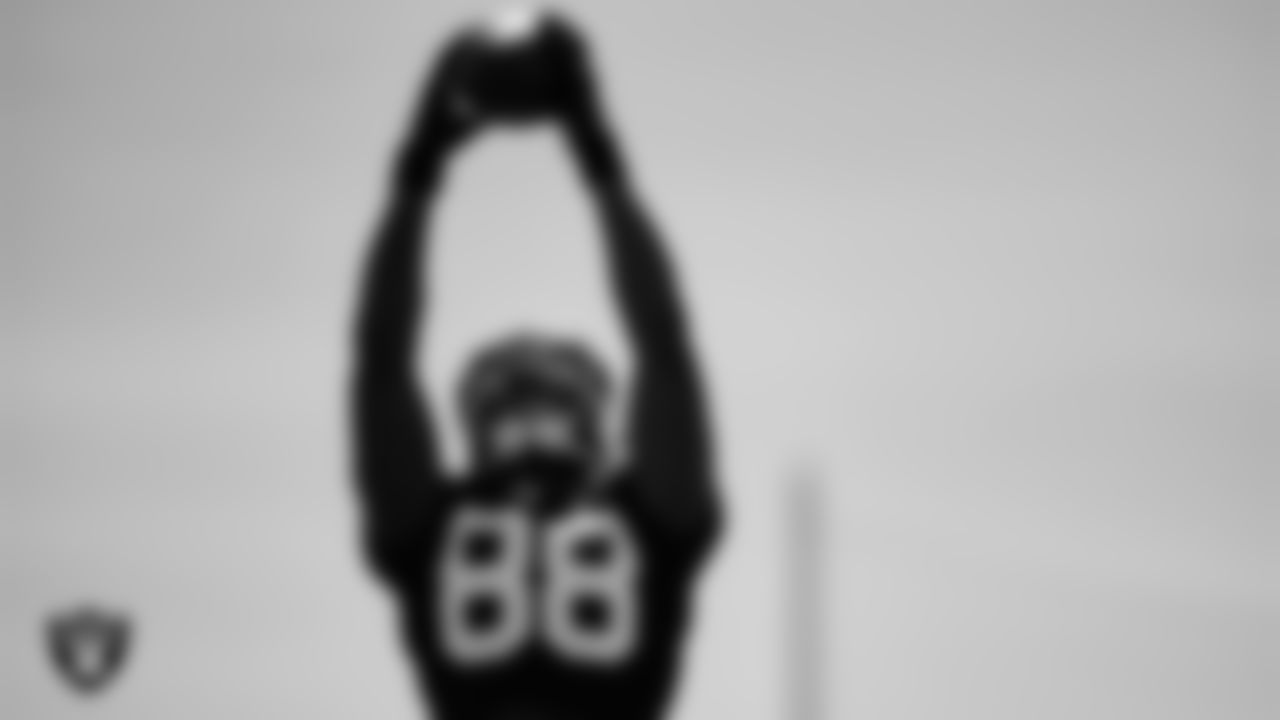 Las Vegas Raiders wide receiver Justin Shorter (88) during practice at Intermountain Health Performance Center.