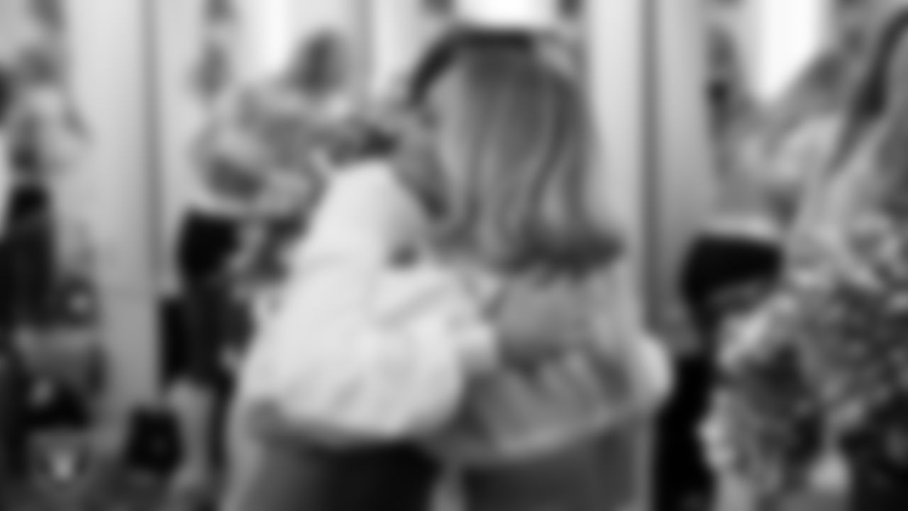 Raiderettes Reagan and Ali in the locker room before the regular season home game against the Kansas City Chiefs at Allegiant Stadium.