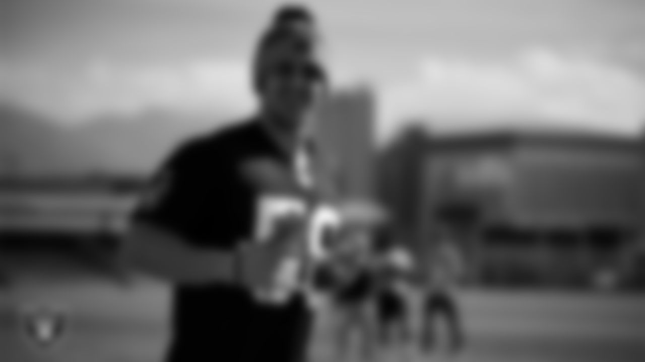 Las Vegas Raiders wide receiver Jack Bech (18) during practice at Intermountain Health Performance Center.