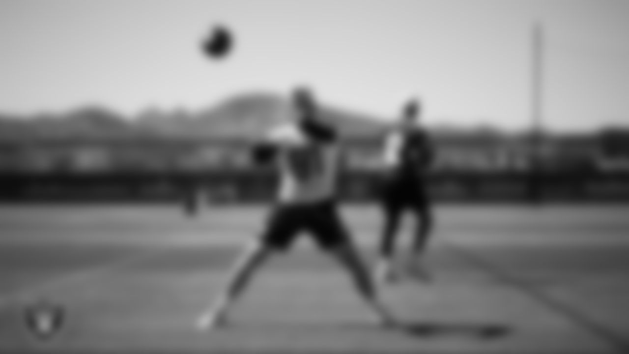 Las Vegas Raiders wide receiver Alex Bachman (81) at a workout during phase two of the offseason program at Intermountain Health Performance Center.