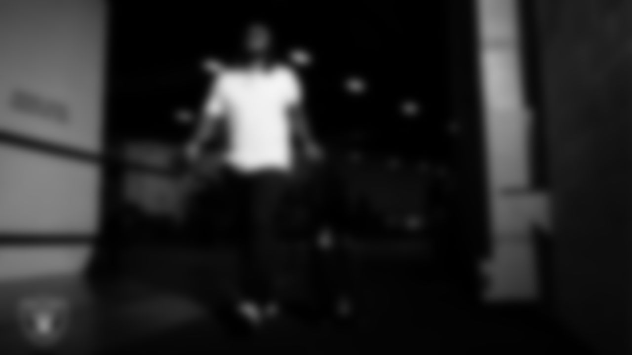 Las Vegas Raiders defensive tackle Adam Butler (69) arrives to the regular season away game against the Denver Broncos at Empower Field at Mile High.