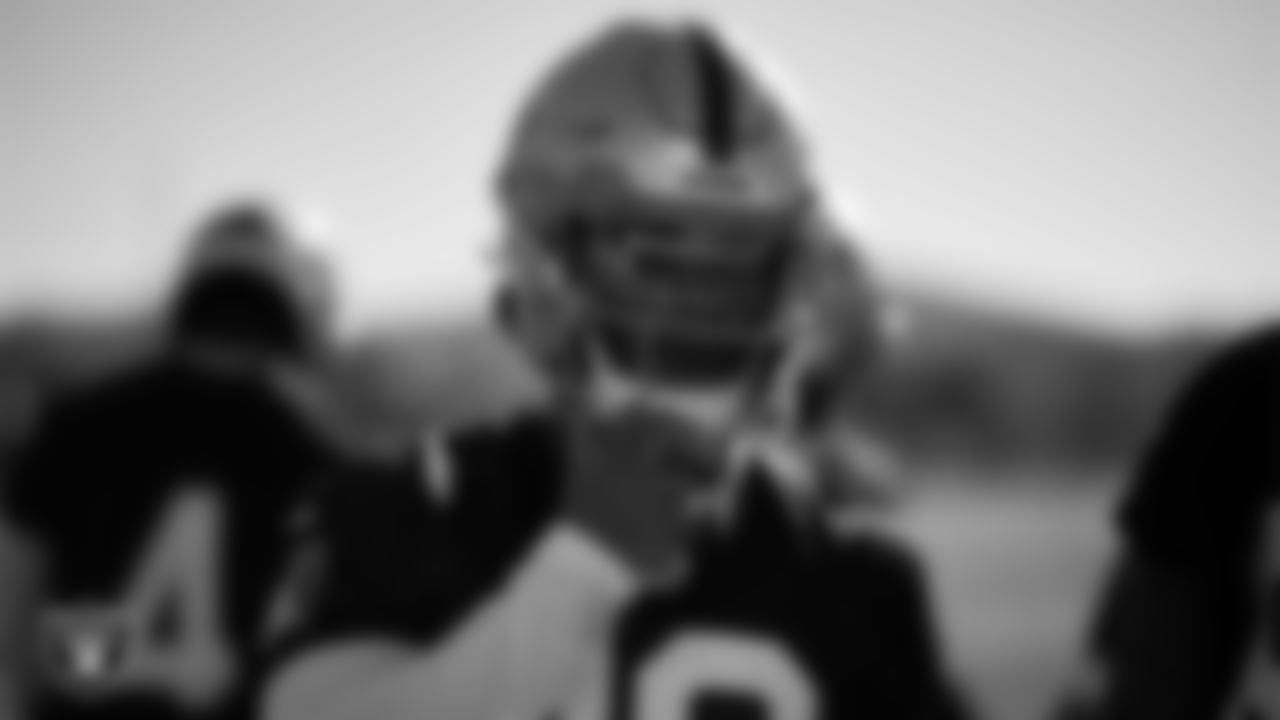 Las Vegas Raiders wide receiver DJ Turner (19) during practice at Intermountain Health Performance Center.