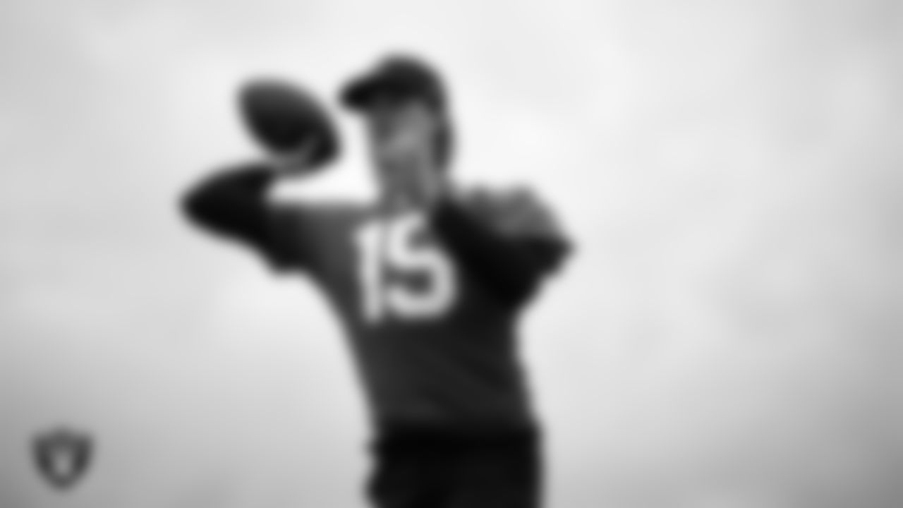 Las Vegas Raiders quarterback Kenny Pickett (15) during practice at Intermountain Health Performance Center.