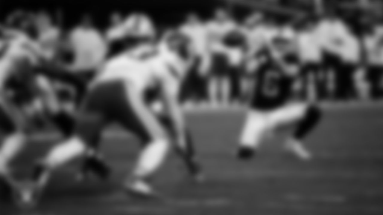Las Vegas Raiders punter AJ Cole (6) receives the snap during the regular season home game against the Kansas City Chiefs at Allegiant Stadium.