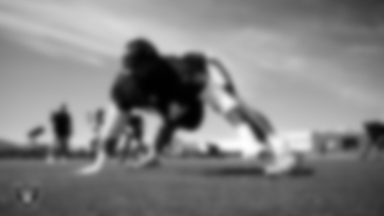 Las Vegas Raiders defensive tackle Christian Wilkins (94) at a workout during phase two of the offseason program at Intermountain Health Performance Center.