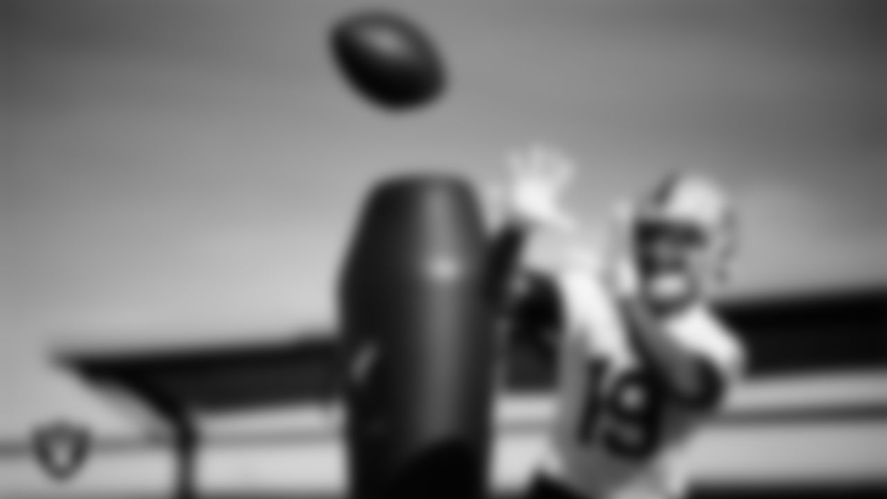 Las Vegas Raiders wide receiver DJ Turner (19) during practice at Intermountain Health Performance Center.