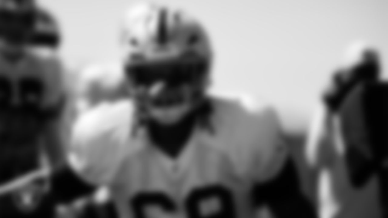Las Vegas Raiders defensive tackle Adam Butler (69) during practice at Intermountain Health Performance Center.