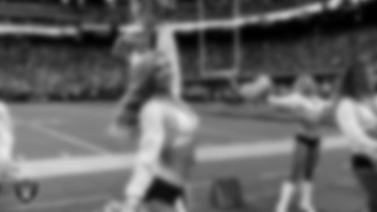 Raiderette Taylor on the sidelines during the regular season home game against the Chicago Bears at Allegiant Stadium.