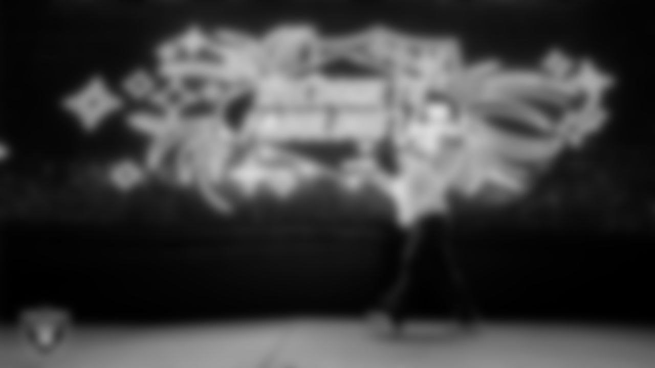 Las Vegas Raiders defensive tackle JJ Pegues (92) arrives to the regular season home game against the Denver Broncos at Allegiant Stadium.