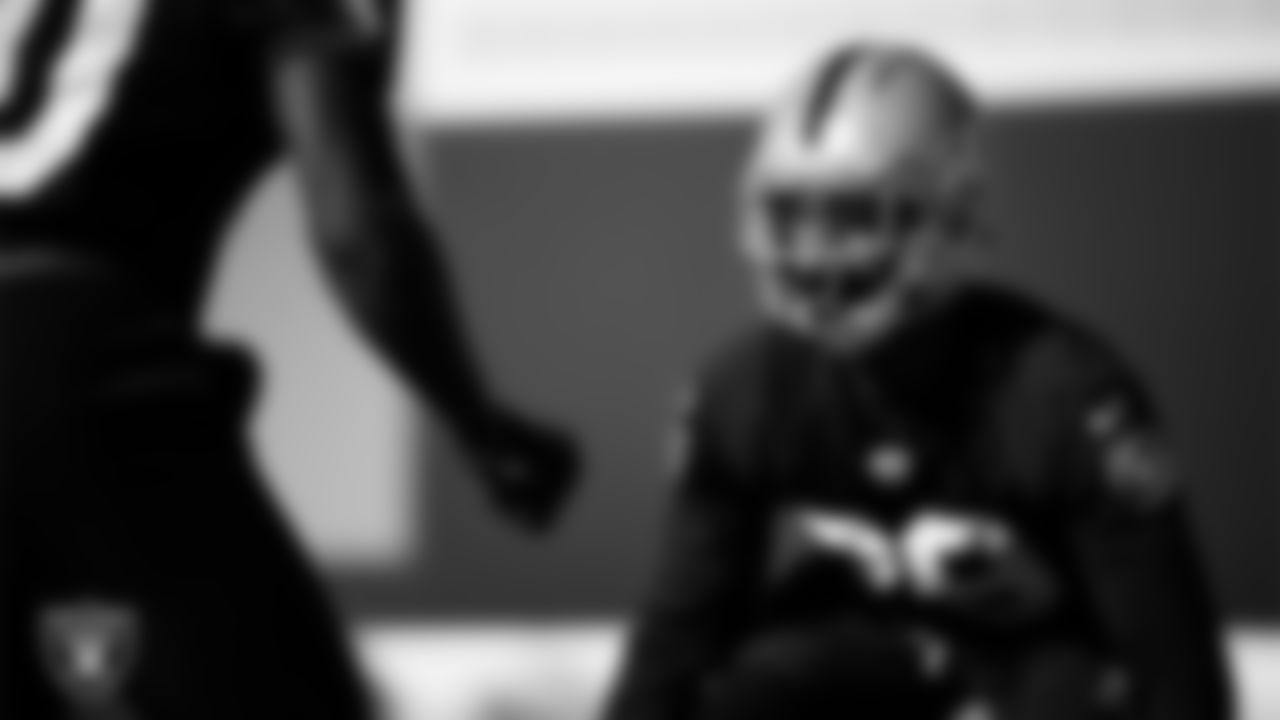 Las Vegas Raiders cornerback Chigozie Anusiem (29) during practice at Intermountain Health Performance Center.