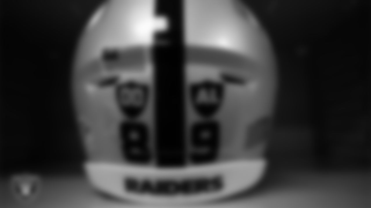 Las Vegas Raiders tight end Brock Bowers' (89) helmet in the locker room prior to the Raiders' arrival for their preseason away game against the Minnesota Vikings at U.S. Bank Stadium.