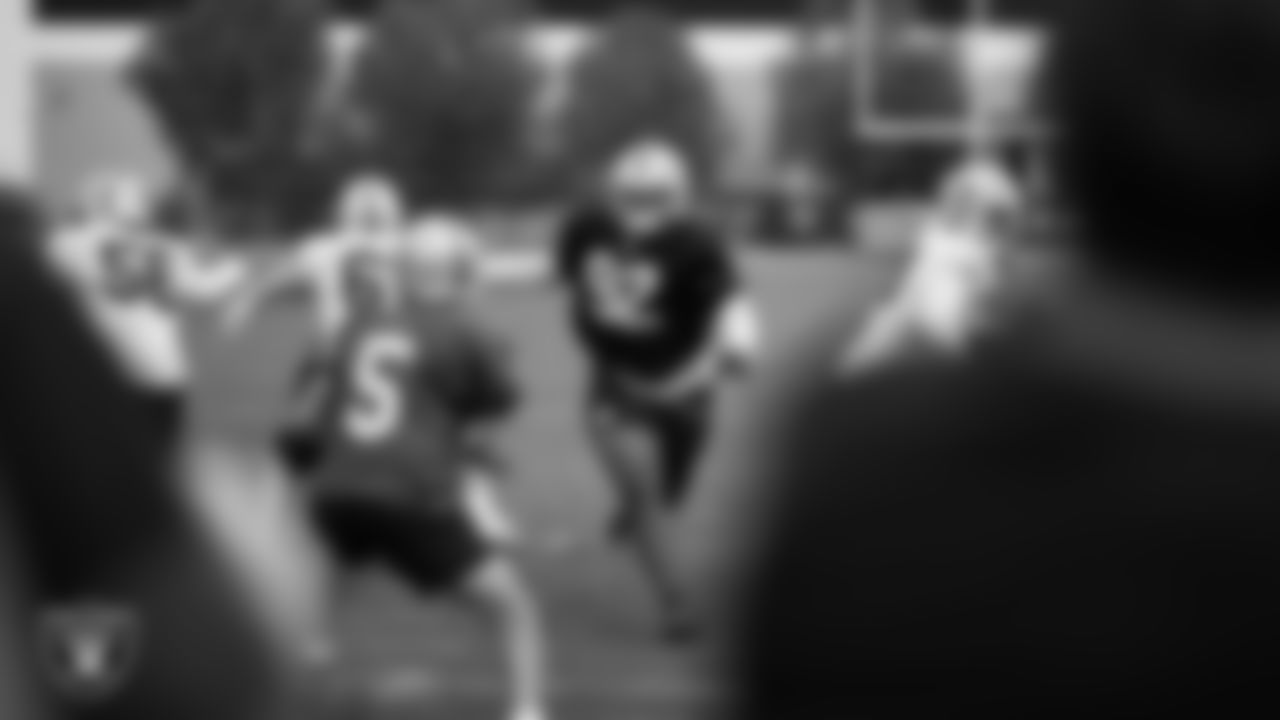 Las Vegas Raiders defensive tackle JJ Pegues (92) during practice at Intermountain Health Performance Center.