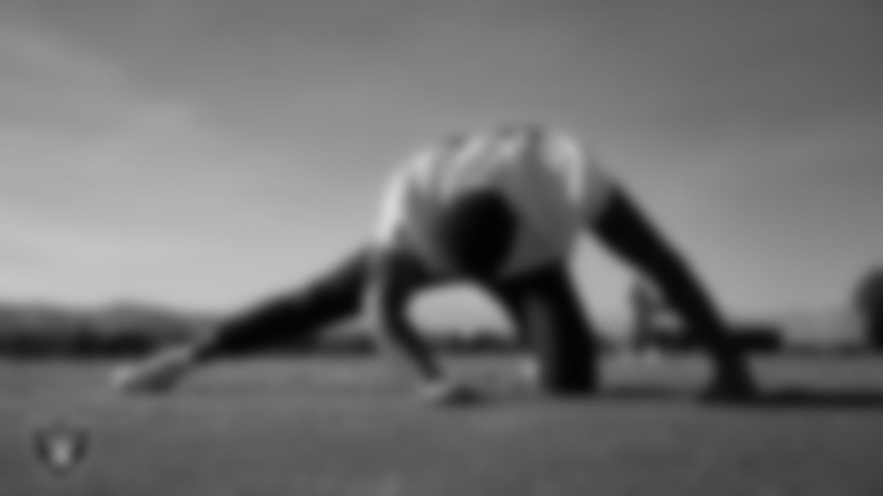 Las Vegas Raiders wide receiver Brenden Rice (82) during practice at Intermountain Health Performance Center.