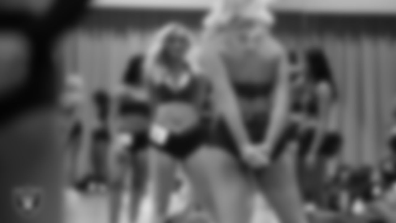 A dancer before the semifinal round of the 2025 Raiderettes Auditions at The Studio.