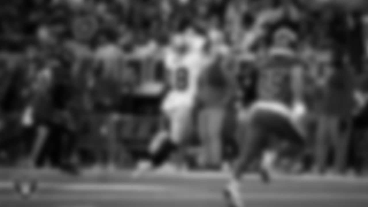 Las Vegas Raiders wide receiver Jack Bech (18) goes for a catch during the regular season away game against the Houston Texans at NRG Stadium.
