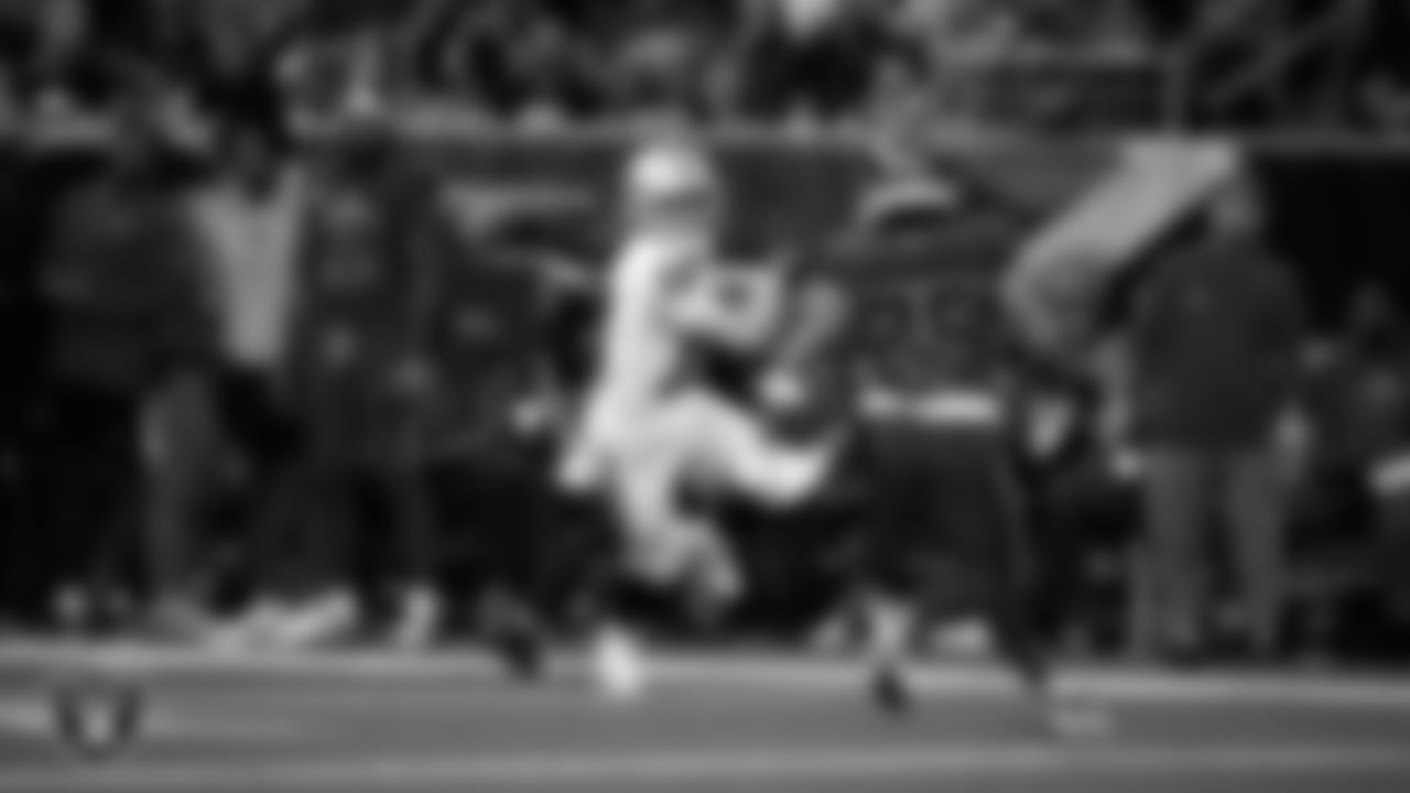 Las Vegas Raiders wide receiver Jack Bech (18) runs after making a catch during the regular season away game against the Houston Texans at NRG Stadium.