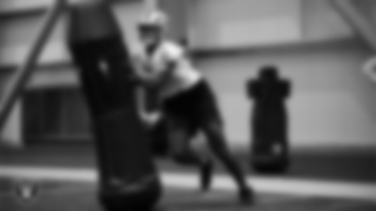 Las Vegas Raiders defensive end Tyree Wilson (9) during practice at Intermountain Health Performance Center.