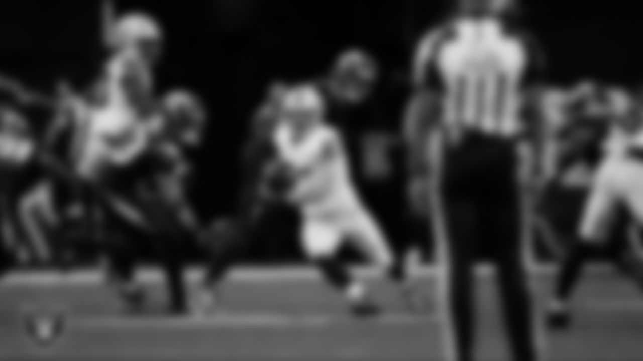 Las Vegas Raiders running back Dylan Laube (23) returns a kickoff during the regular season away game against the Los Angeles Chargers at SoFi Stadium.