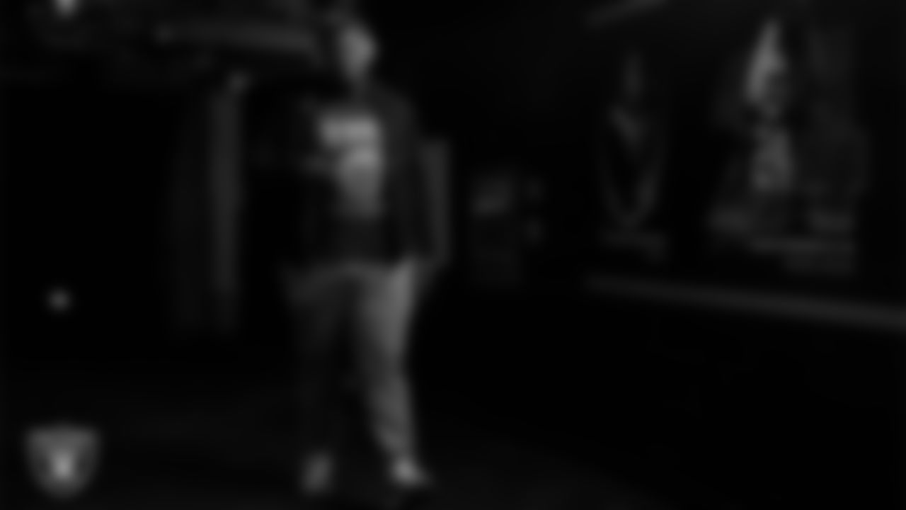 Las Vegas Raiders defensive tackle JJ Pegues (92) arrives to the regular season home game against the Cleveland Browns at Allegiant Stadium.