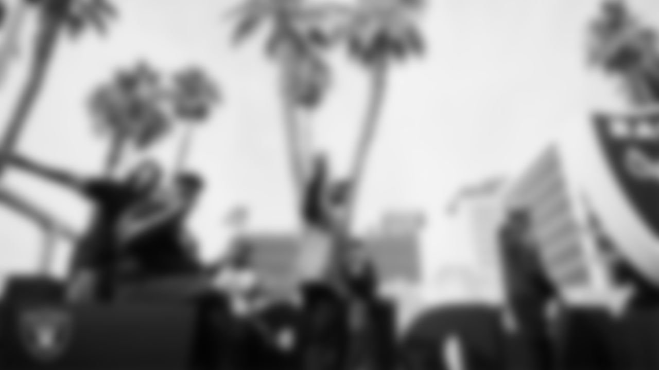 Members of the Las Vegas Raiders during the Veterans Day Parade in Downtown Las Vegas.