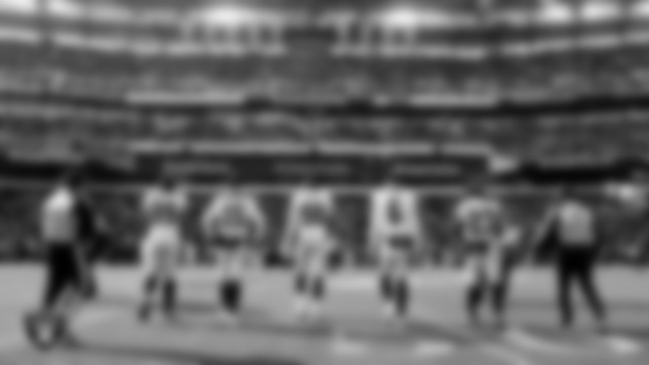 The Las Vegas Raiders walk out to the center of the field for the coin toss before the regular season away game against the the Philadelphia Eagles at Lincoln Financial Field.