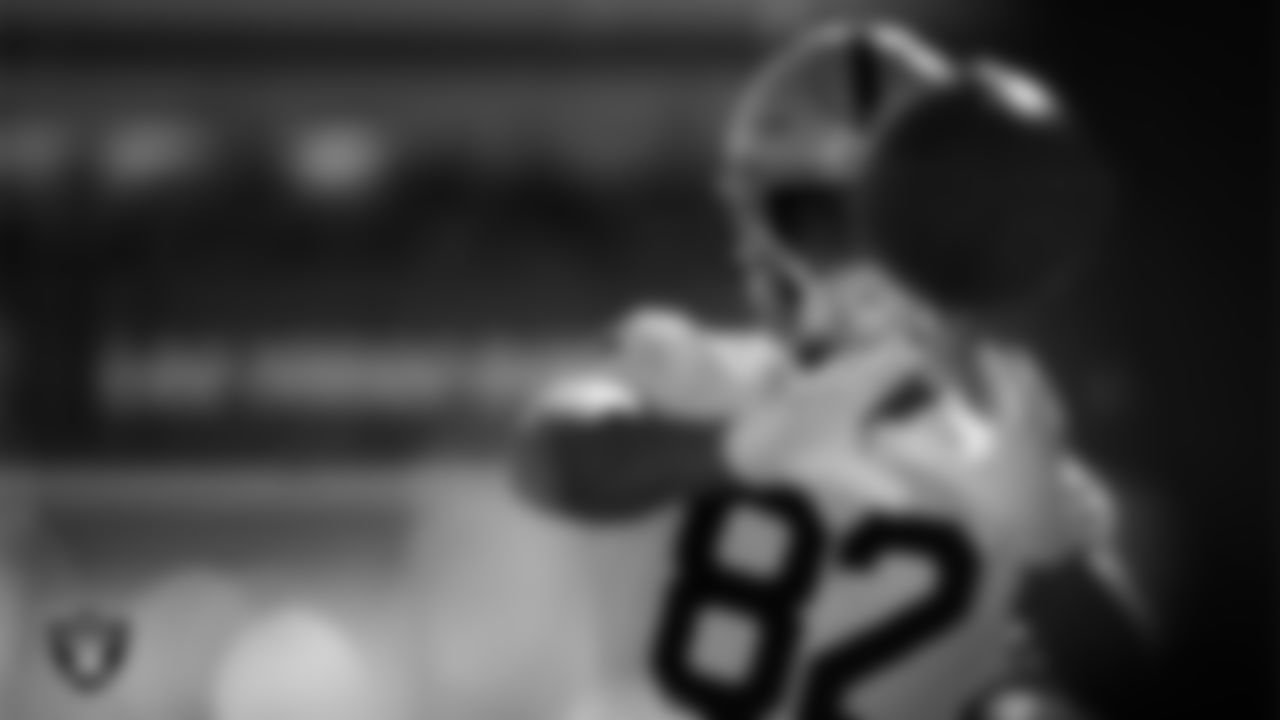 Las Vegas Raiders wide receiver Brenden Rice (82) during practice at Intermountain Health Performance Center.