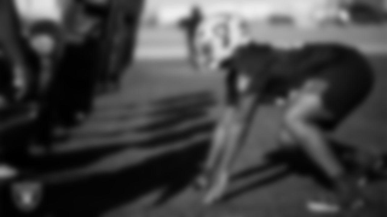 Las Vegas Raiders defensive tackle JJ Pegues (92) during practice at Intermountain Health Performance Center.