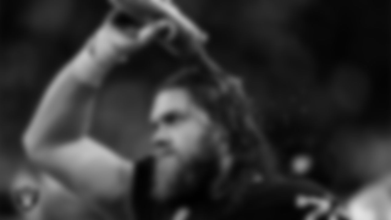 Las Vegas Raiders tackle Dalton Wagner (78) on the sidelines during the regular season home game against the Kansas City Chiefs at Allegiant Stadium.