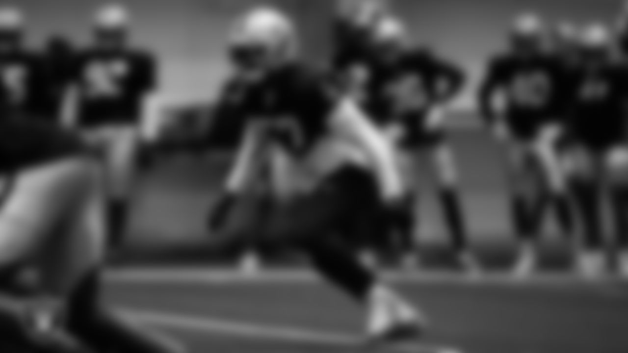 Las Vegas Raiders linebacker Germaine Pratt (57) on the field for practice at 2025 Training Camp at Intermountain Health Performance Center.