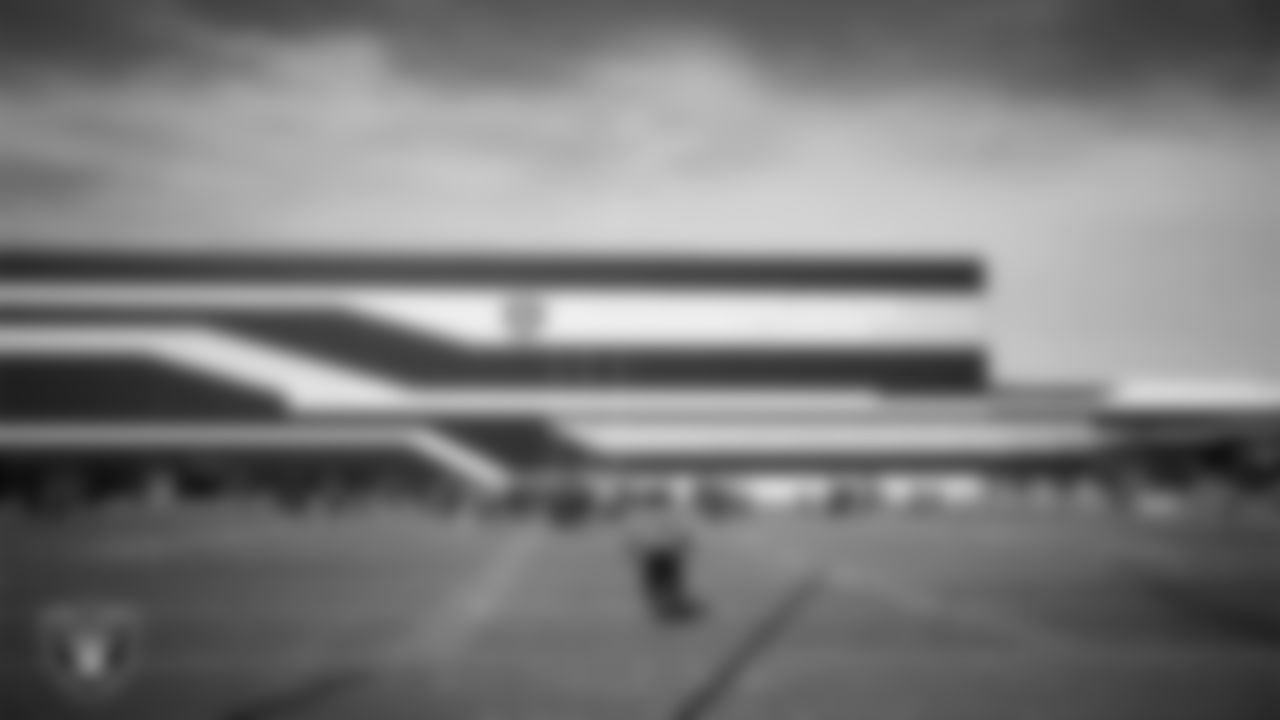 Las Vegas Raiders players and coaches during practice at Intermountain Health Performance Center.