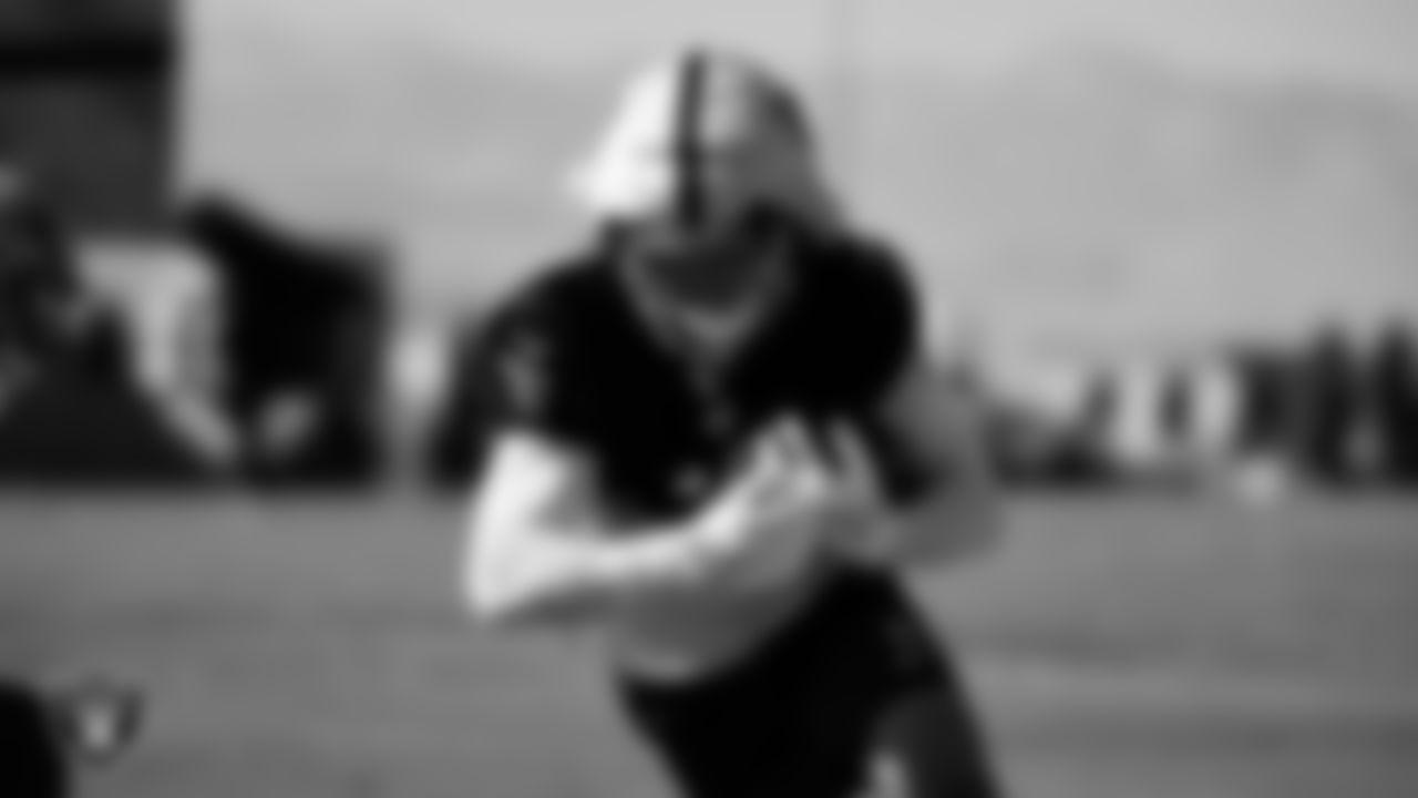 Las Vegas Raiders wide receiver Jack Bech (18) during practice at Intermountain Health Performance Center.