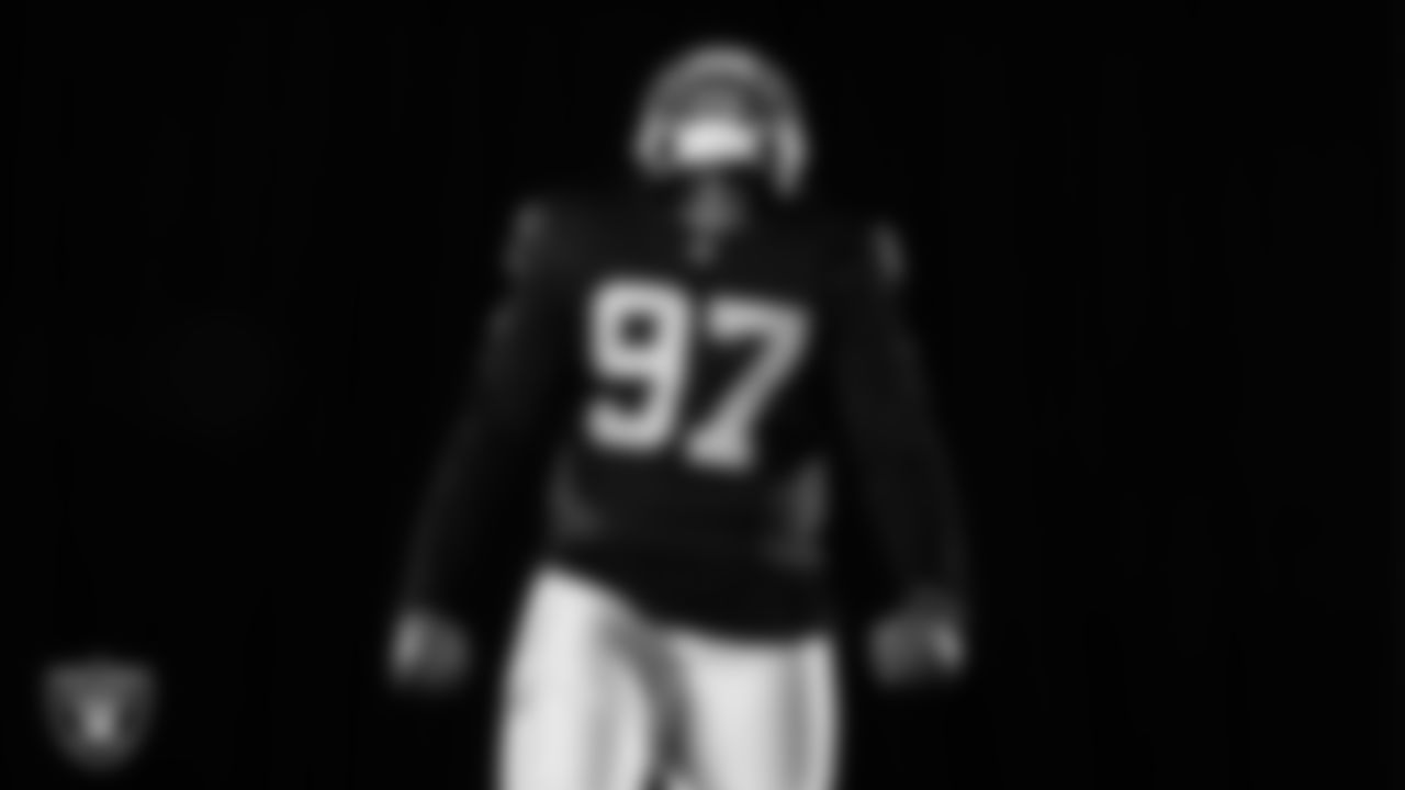 Las Vegas Raiders defensive tackle Tonka Hemingway (97) poses for a photo at the 2025 Raiders Media Day.