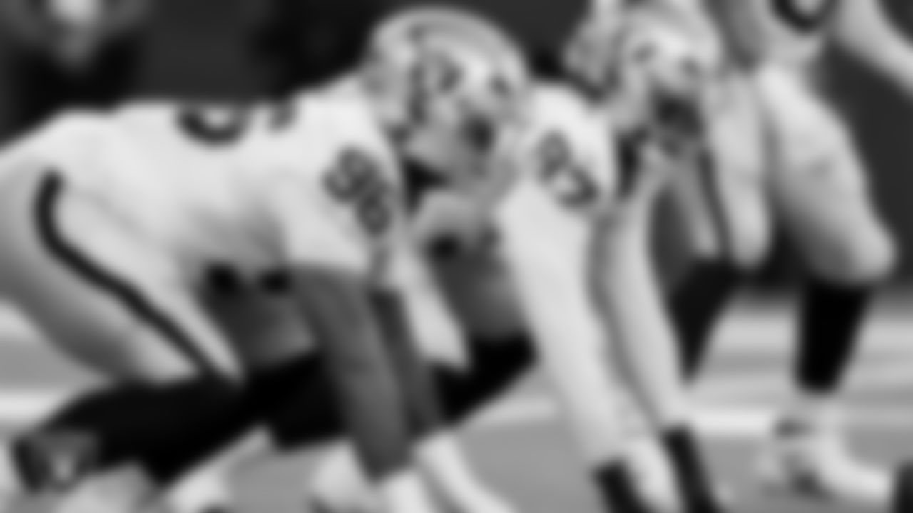 Las Vegas Raiders defensive tackle Jonah Laulu (96) during the regular season away game against the Indianapolis Colts at Lucas Oil Stadium.