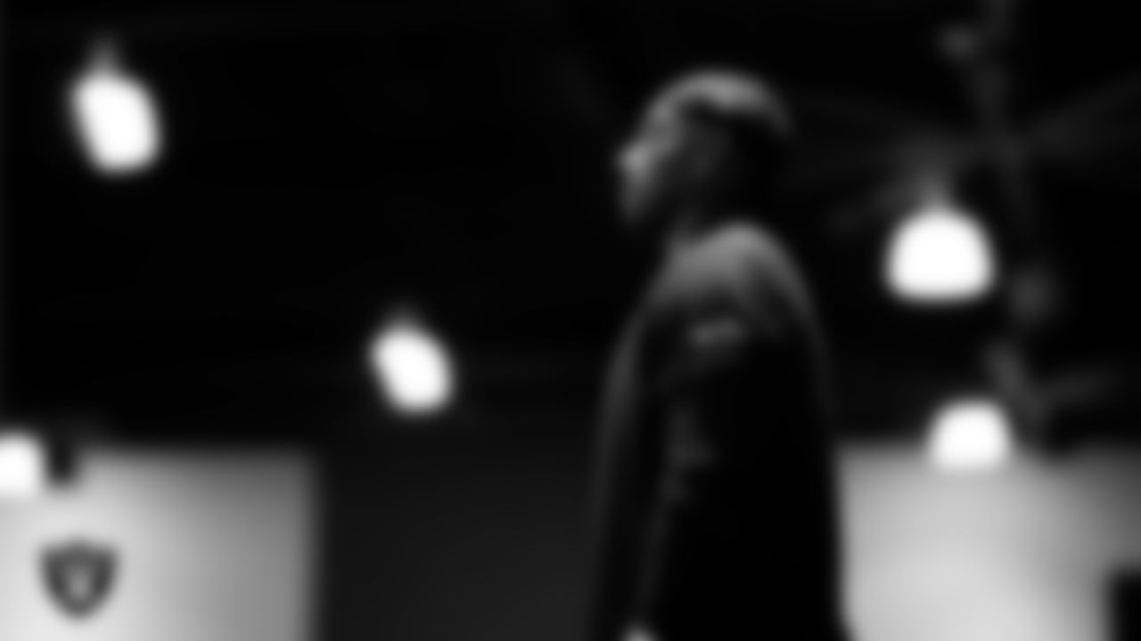 Las Vegas Raiders defensive lineman Boogie Basham (57) in the weight room during practice at Intermountain Health Performance Center.