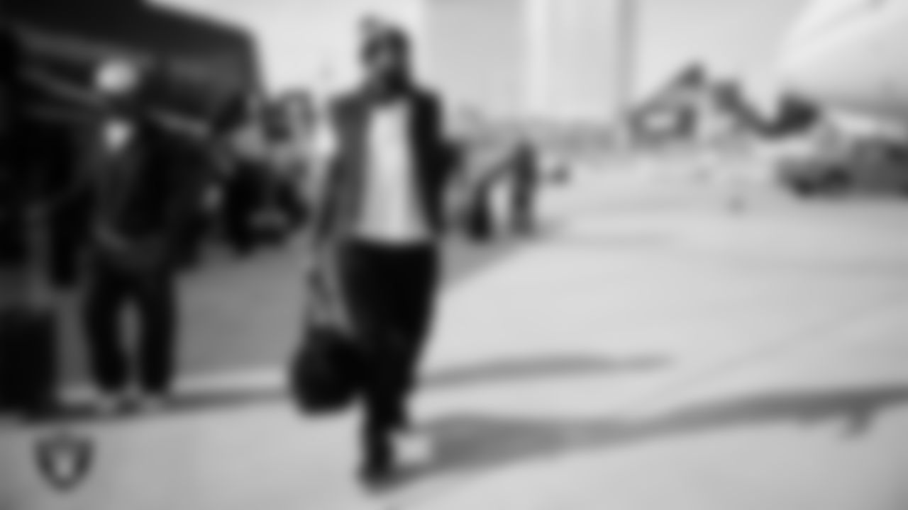 Las Vegas Raiders defensive tackle Adam Butler (69) departs for the regular season away game against the Los Angeles Chargers.