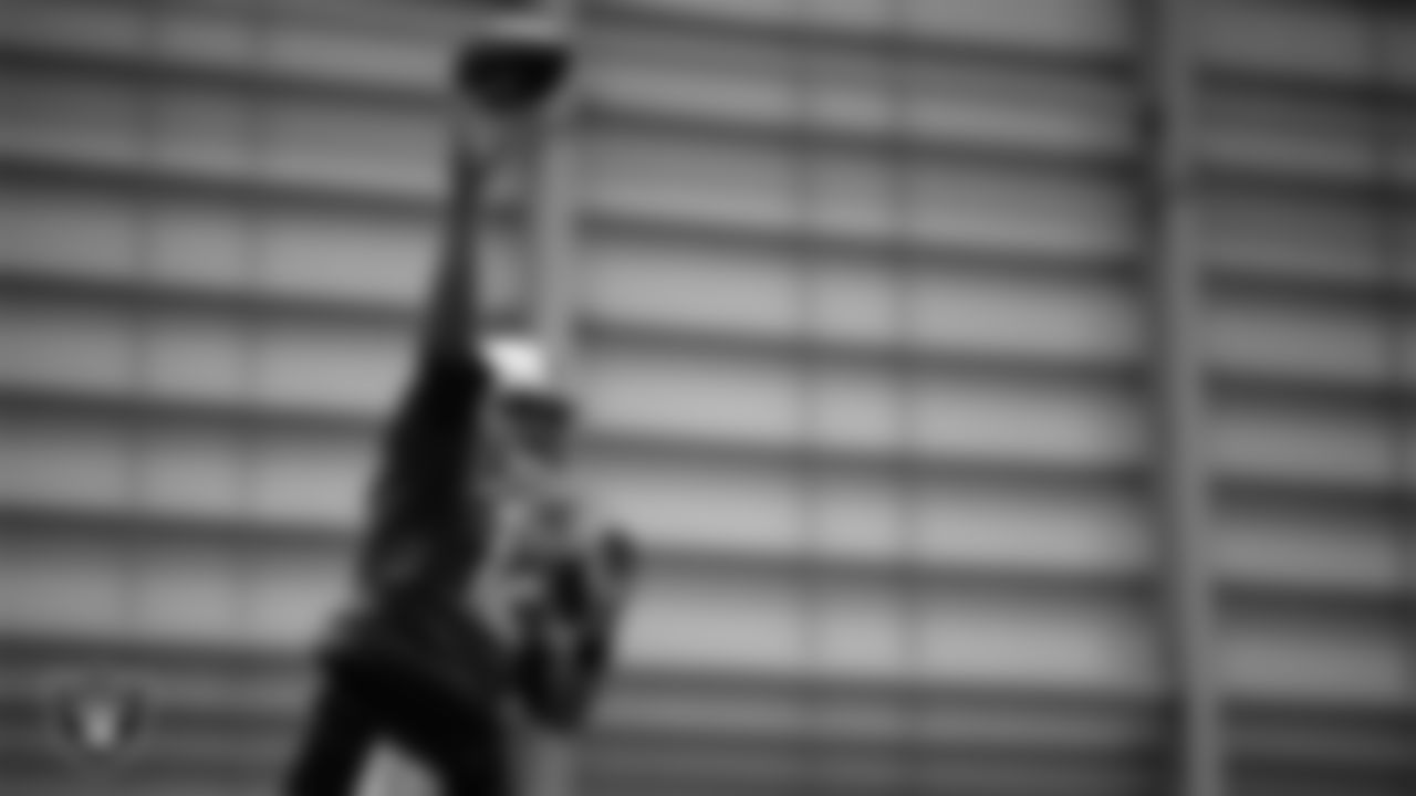 Las Vegas Raiders quarterback Aidan O'Connell (12) during practice at Intermountain Health Performance Center.