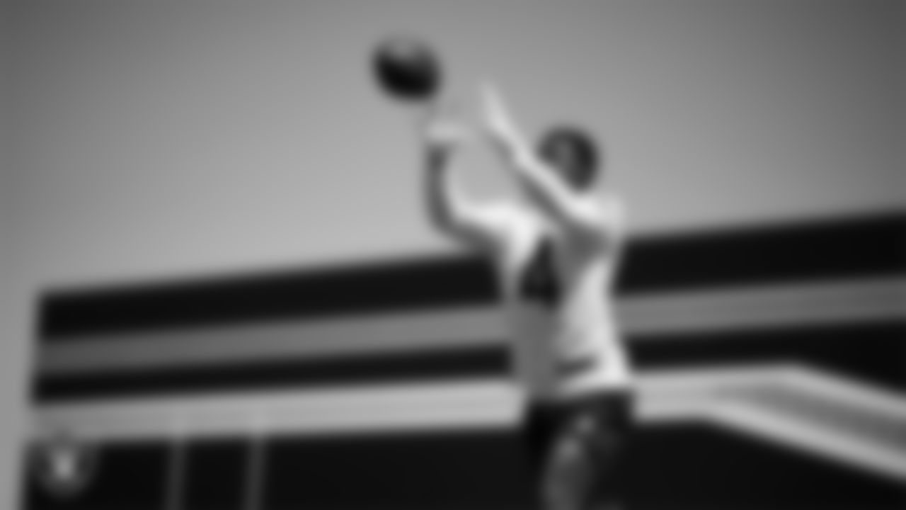 Las Vegas Raiders wide receiver Shedrick Jackson (4) at a workout during phase two of the offseason program at Intermountain Health Performance Center.