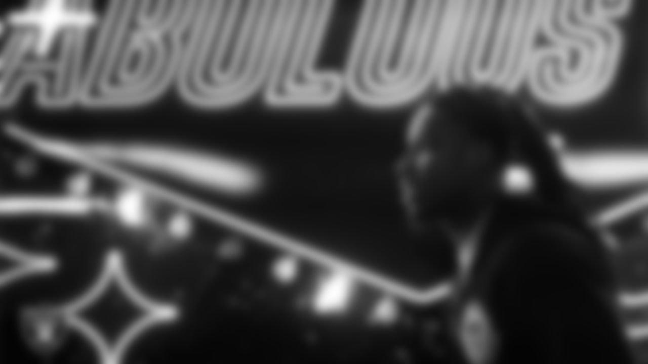 Las Vegas Raiders safety Lonnie Johnson Jr. (32) arrives to the regular season home game against the New York Giants at Allegiant Stadium.