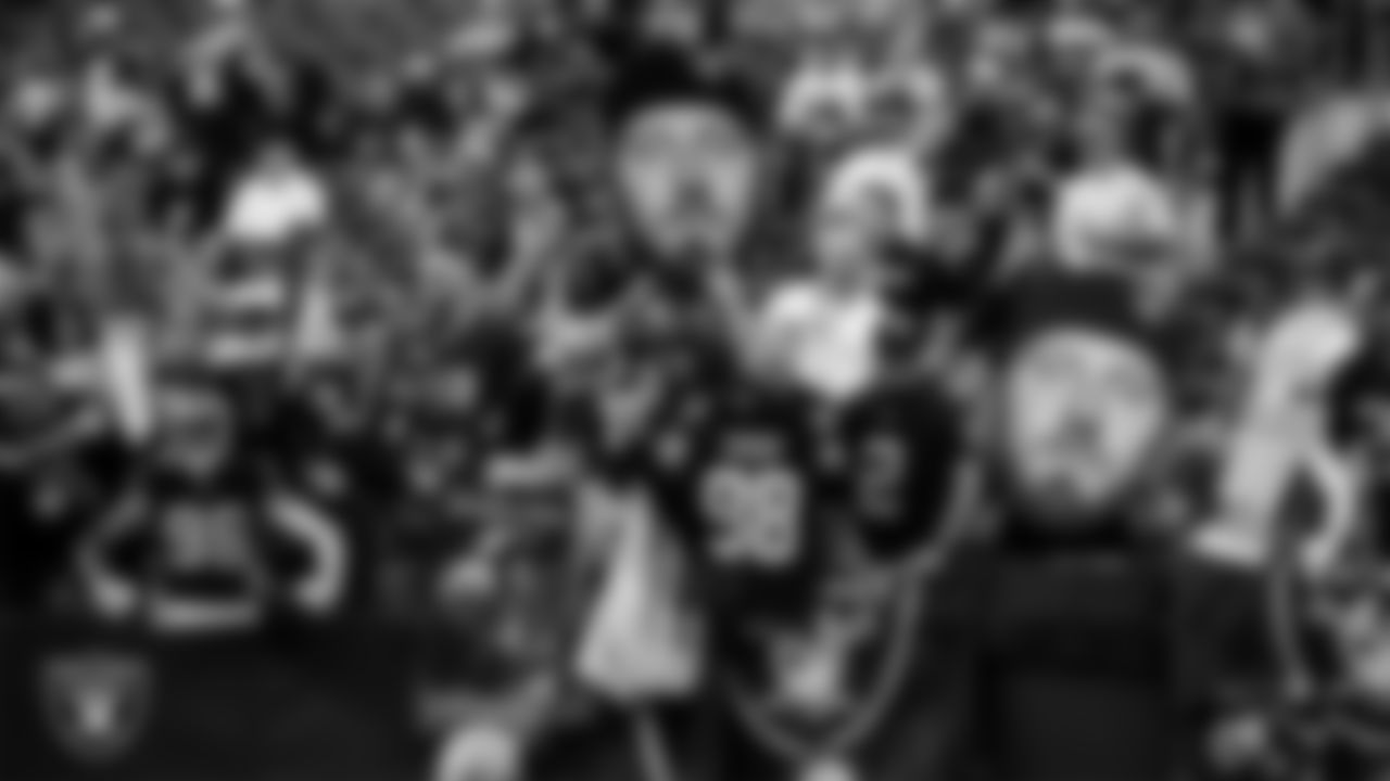 Fans before the Las Vegas Raiders' regular season home game against the Denver Broncos at Allegiant Stadium.