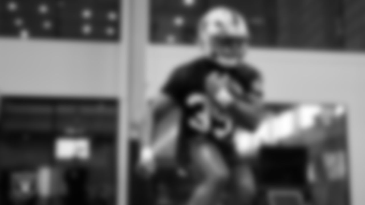 Las Vegas Raiders running back Chris Collier (35) during practice at Intermountain Health Performance Center.