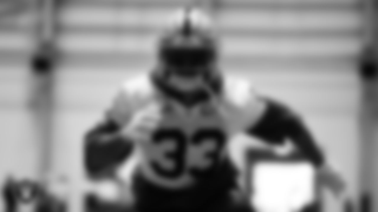 Las Vegas Raiders linebacker Jamal Adams (33) during practice at Intermountain Health Performance Center.