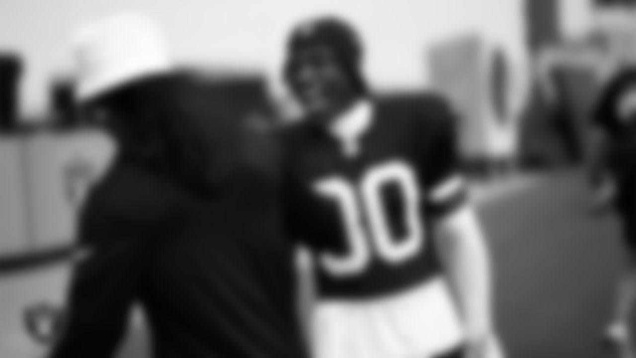 Las Vegas Raiders cornerback Darnay Holmes (30) during practice at Intermountain Health Performance Center.