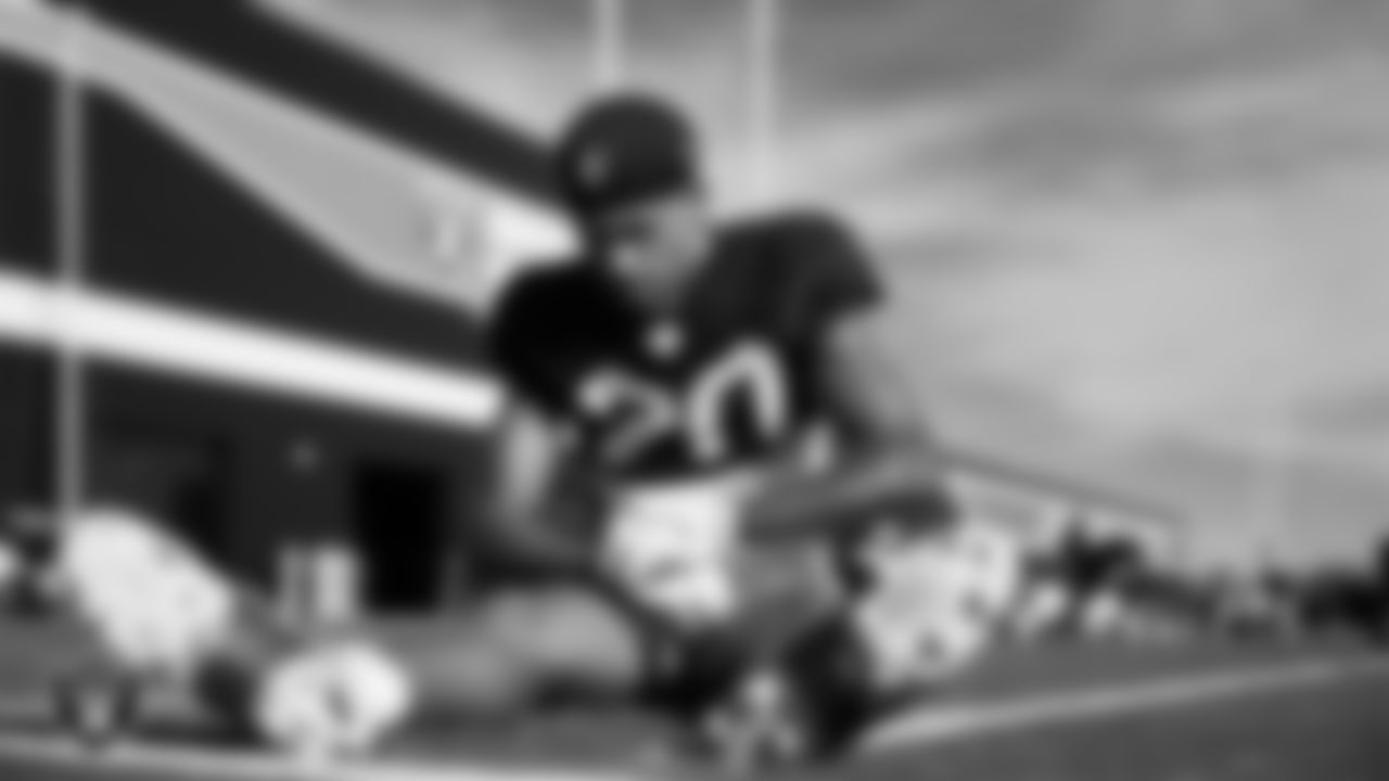 Las Vegas Raiders safety Isaiah Pola-Mao (20) during practice at Intermountain Health Performance Center.