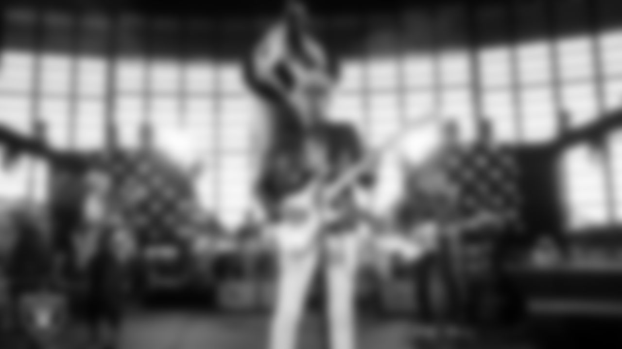 Guitarist and singer Don Felder performs during halftime at the Las Vegas Raiders' regular season home game against the Cleveland Browns at Allegiant Stadium.