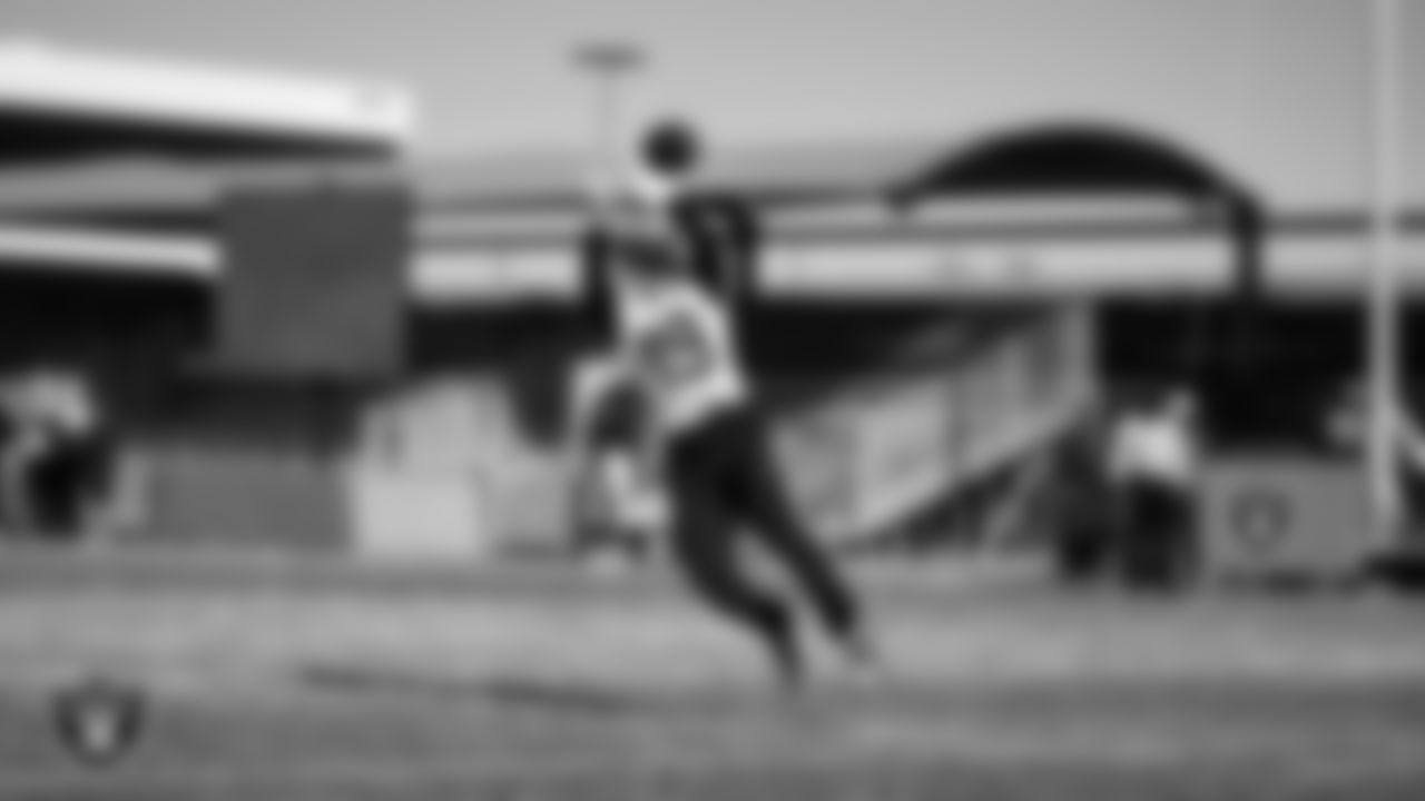 Las Vegas Raiders wide receiver DJ Turner (19) during practice at Intermountain Health Performance Center.