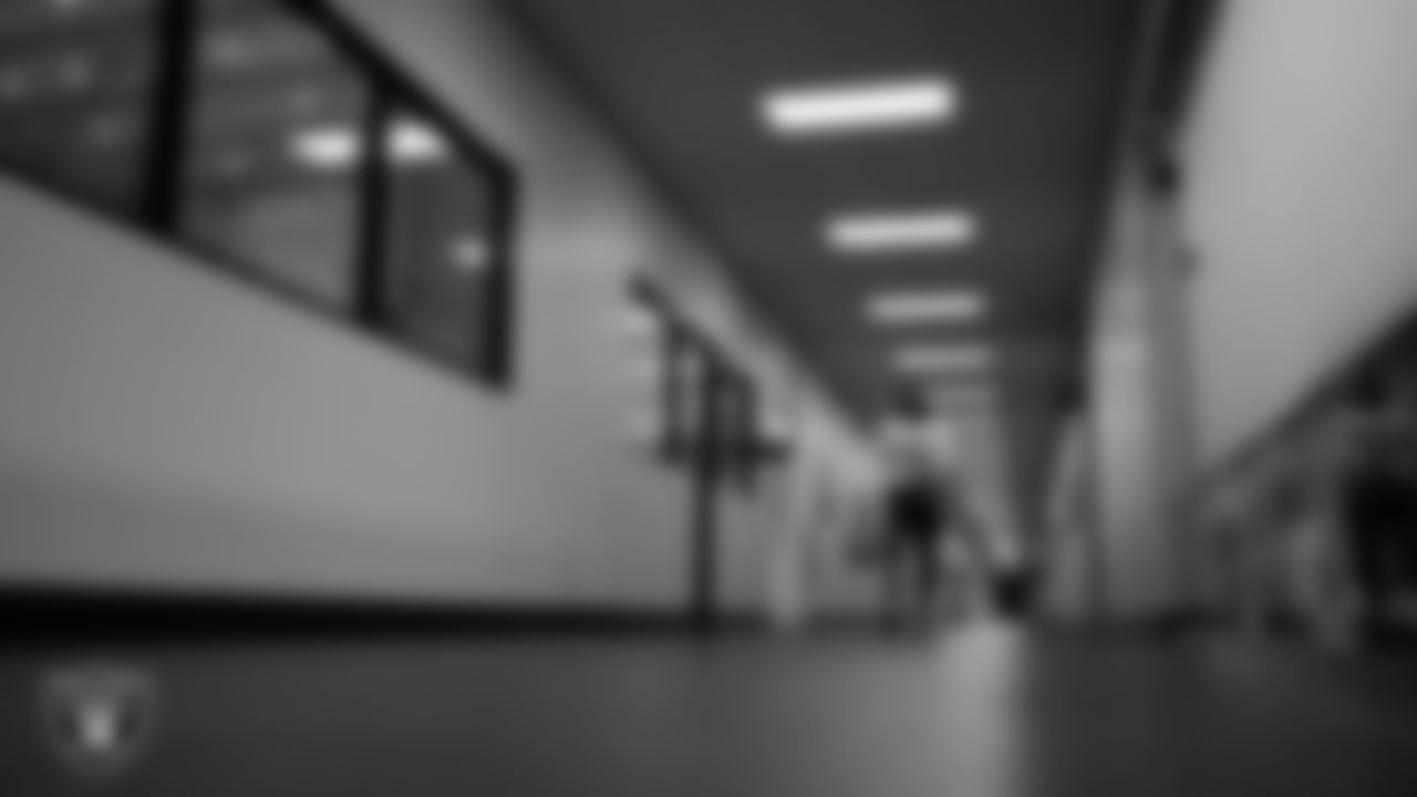 Las Vegas Raiders wide receiver Tre Tucker (1) walks out to the field for practice at Intermountain Health Performance Center.