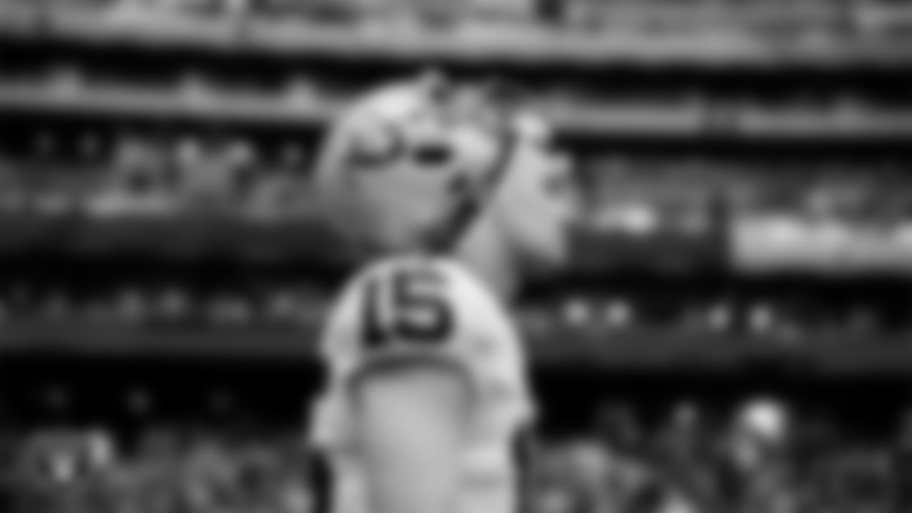 Las Vegas Raiders quarterback Kenny Pickett (15) on the sidelines before the regular season away game against the Houston Texans at NRG Stadium.